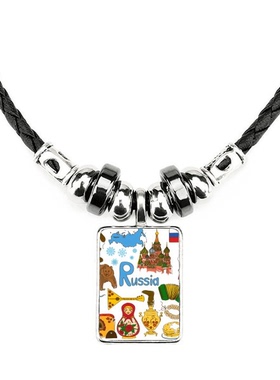 俄罗斯动物国旗饰品合金吊坠