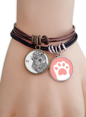 绘画小狗朋友陪伴黑棕手链对饰品猫咪礼物礼品原创设计