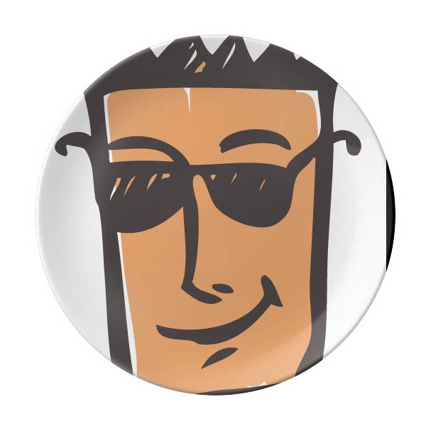 墨镜抽象人脸聊天素描表情包陶瓷餐盘子8寸月光盘餐具家居礼物