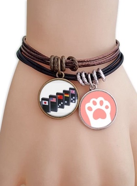 骰子国旗摄影猫咪原创设计风手链