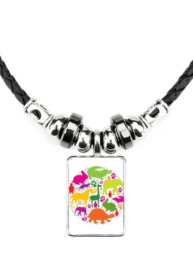 圆形多彩动物饰品合金吊坠