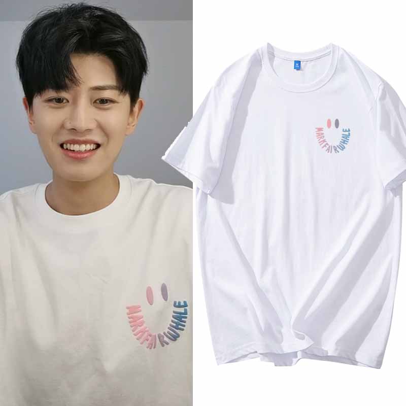 不说再见任嘉伦同款笑脸笔画小熊印花简约同款男女白色纯棉T恤