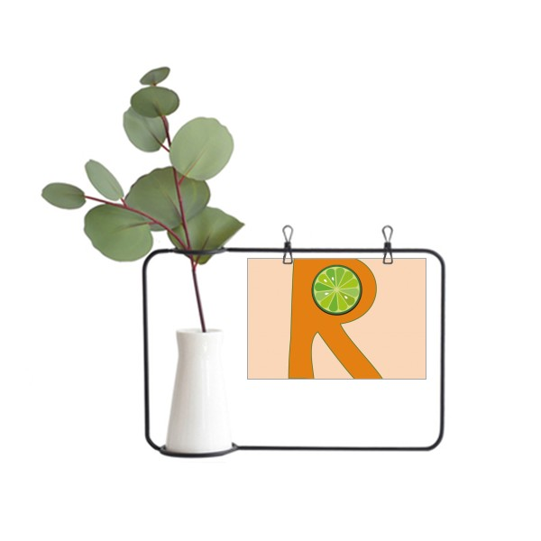R字母水果有趣可爱插画图案金属相框陶瓷花瓶装饰假花仿真花创意