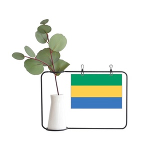 加蓬国旗非洲国家象征符号图案金属相框陶瓷花瓶装饰假花仿真花创