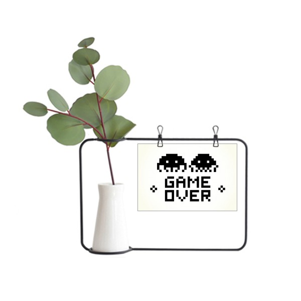 小怪兽GameOver游戏结束金属相框陶瓷花瓶装饰假花仿真花创意卡片