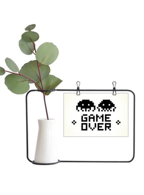 小怪兽GameOver游戏结束金属相框陶瓷花瓶装饰假花仿真花创意卡片