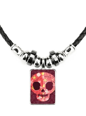 粉色墨西哥骷髅饰品合金吊坠