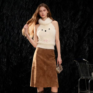 无袖 修身 叠穿毛衣背心 2025秋冬新款 HUAAPPUW软糯仿貂毛高领针织衫