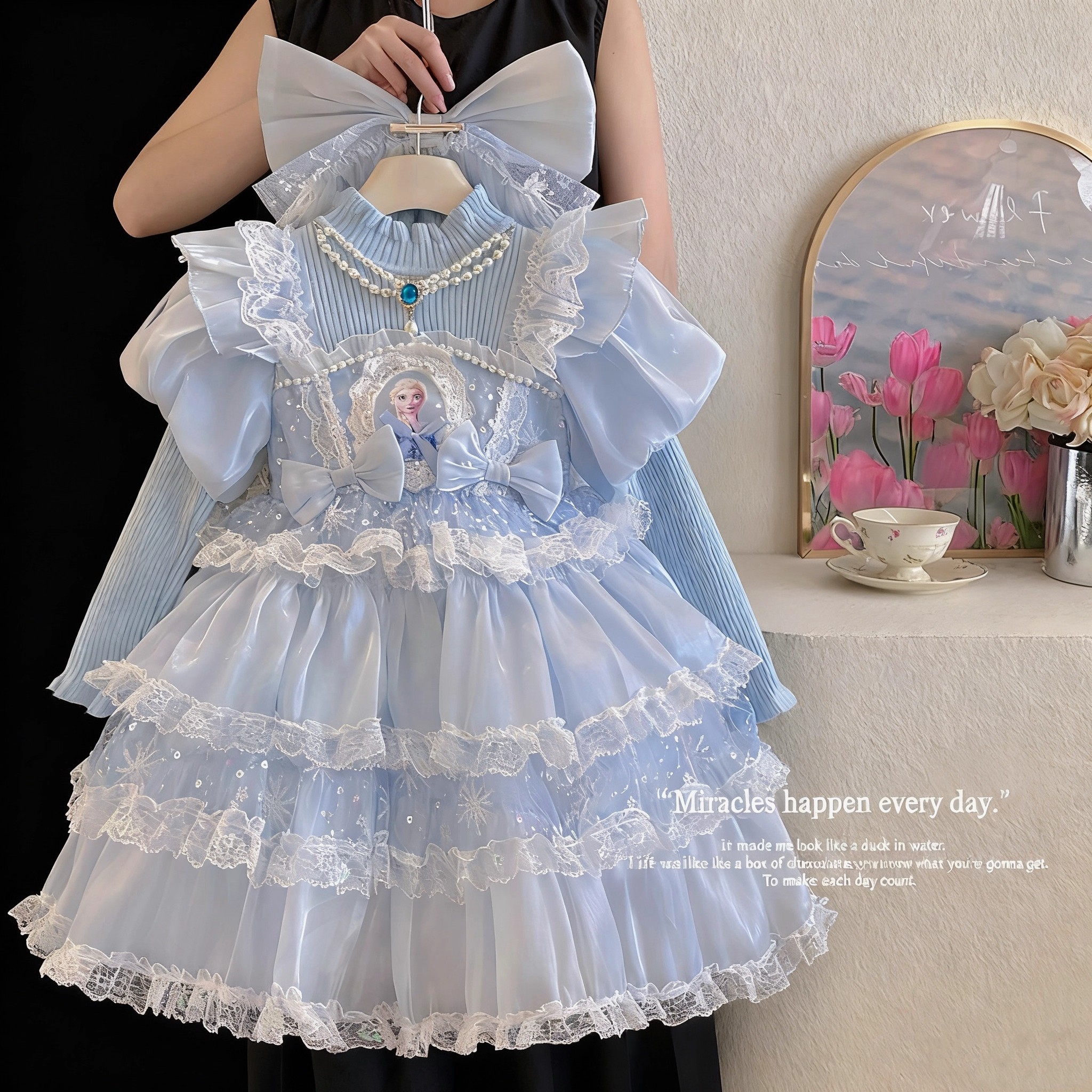 女童爱莎秋冬公主裙洋气蓬蓬小女孩高定礼服网纱冰雪奇缘连衣裙潮