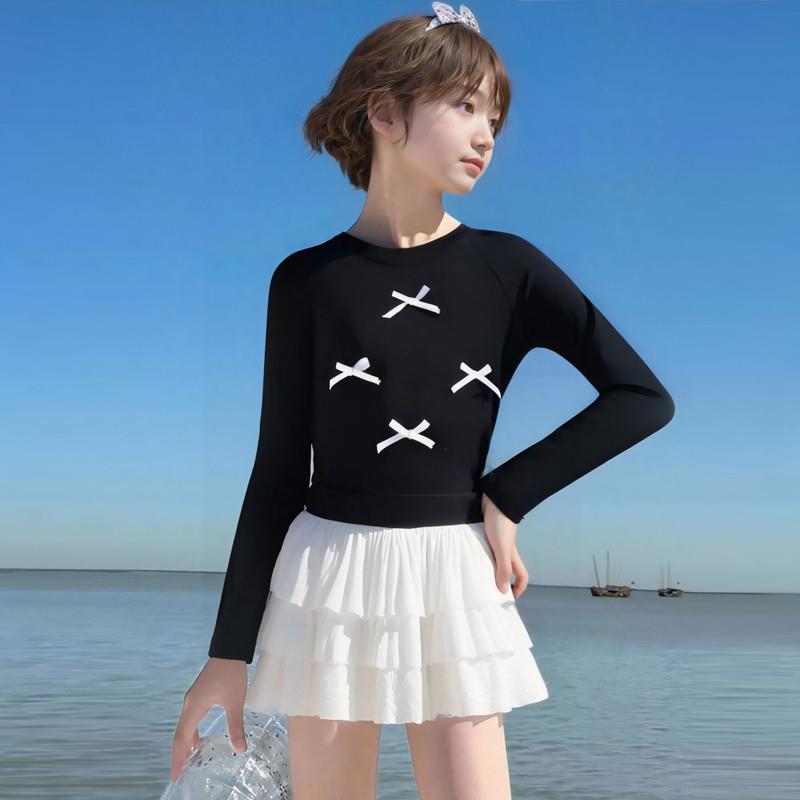 女童泳衣夏季2025新款儿童超好看长袖泳装大童女孩高级感游泳服装