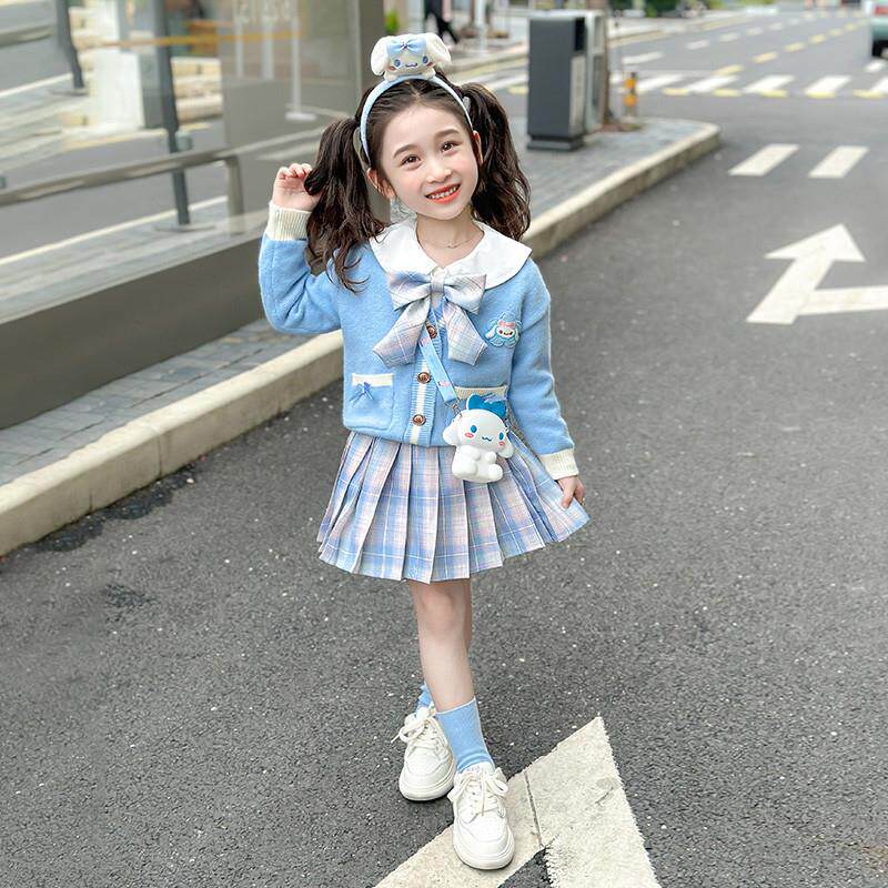 女童玉桂狗秋装套装2026新款儿童洋派学院风JK裙三件套女宝秋衣服
