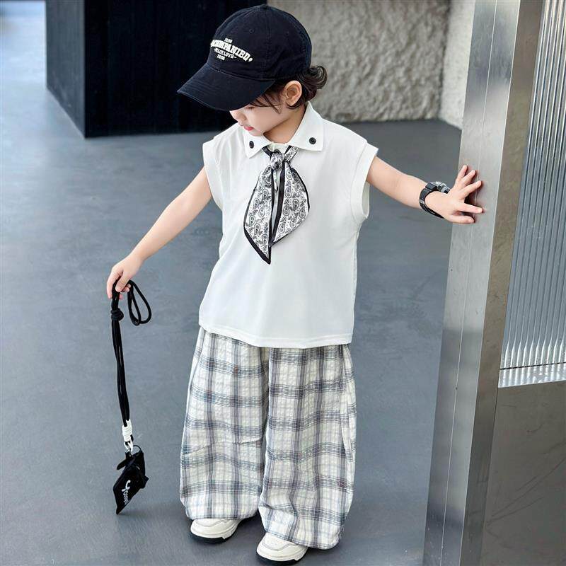 男童夏季短袖帅气儿童学院风套装2026新款T恤防蚊裤薄款长裤宝宝