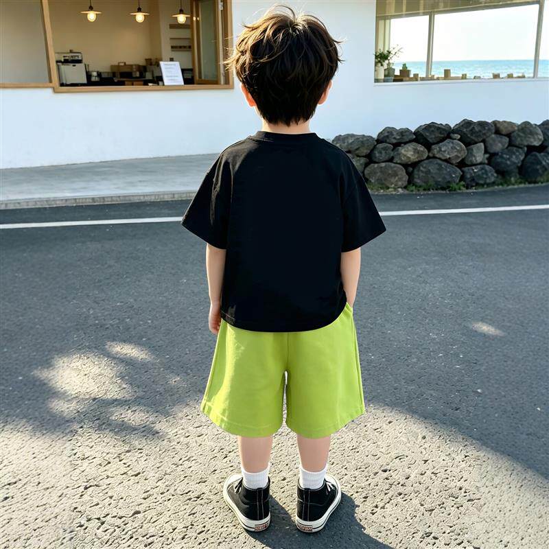 男童夏装套装2026新款韩版帅气中小童夏季短袖t恤宝宝薄款两件套