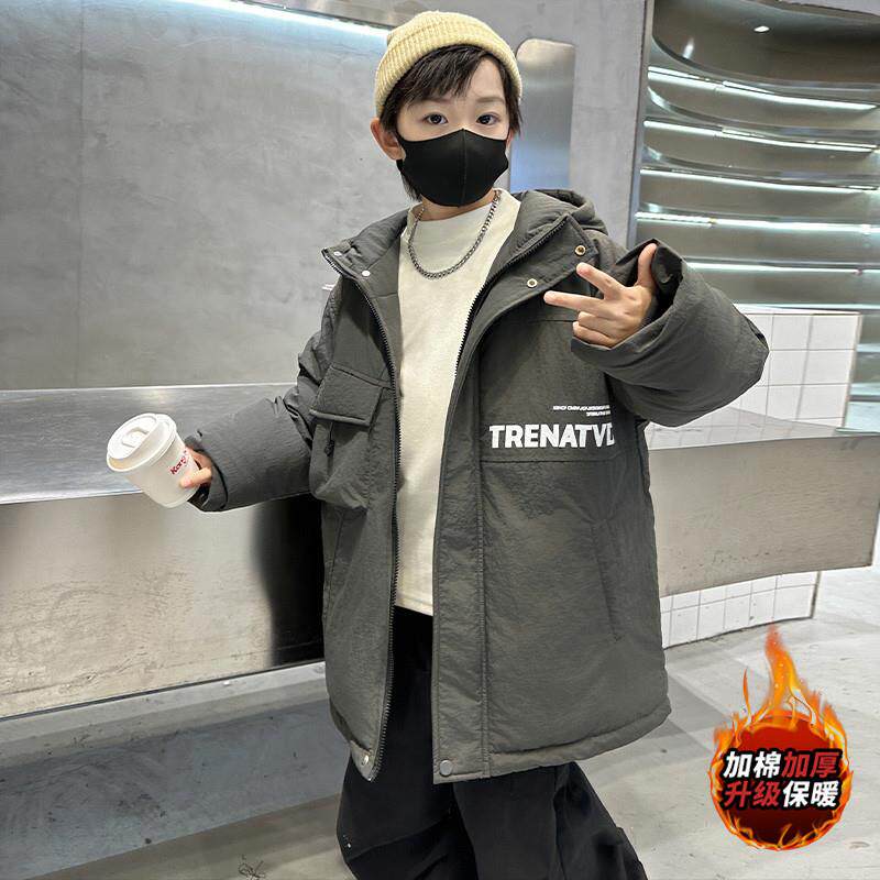 儿童套装男童冬装中长版羽绒棉服2025新款大童棉袄加厚冬季棉衣外