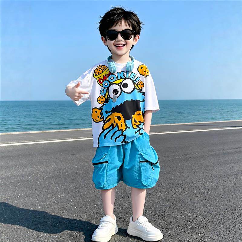 儿童夏装短袖套装男童痞帅炸街2026新款3一5岁宝宝夏季薄款两件套