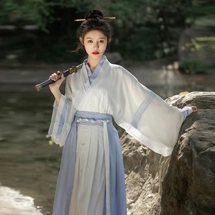 汉虞葵汉虞葵原创汉服女【陌】晋制双层交领上衣齐腰襦裙三件套