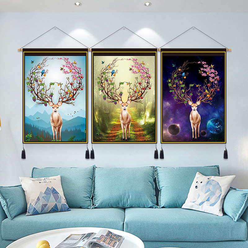 北欧麋鹿布艺挂画发财树挂毯沙发背景墙装饰画墙画壁画卧室床头画|ruв категории домашний ткань, гобелен/гобелен - от Buy2taobao.com для оказания профессиональной услуги покупки агента Taobao