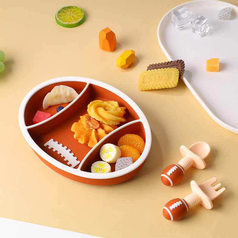 橄榄球硅胶餐盘食品级儿