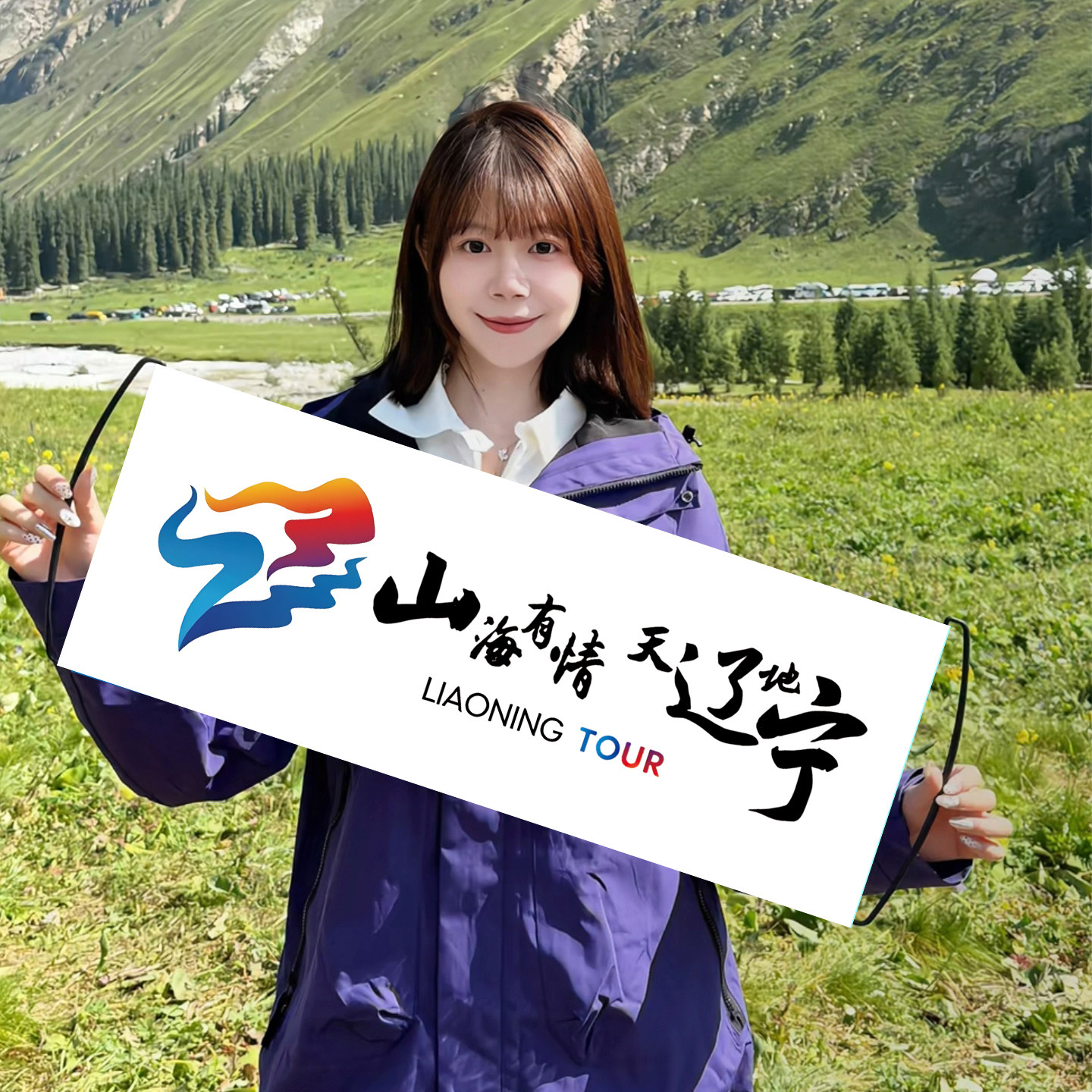 山海有情天辽地宁文旅手拉旗定制图片