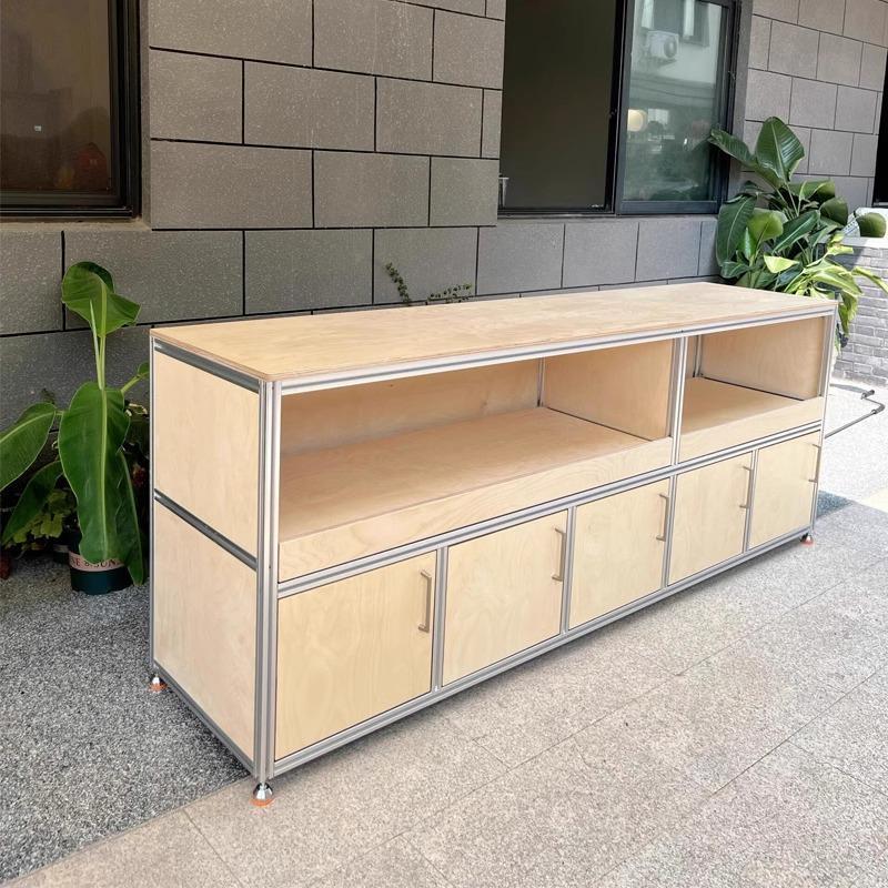 轻奢铝型材餐边柜北欧桦木储物柜现代客厅多层电视柜模块组合厂家