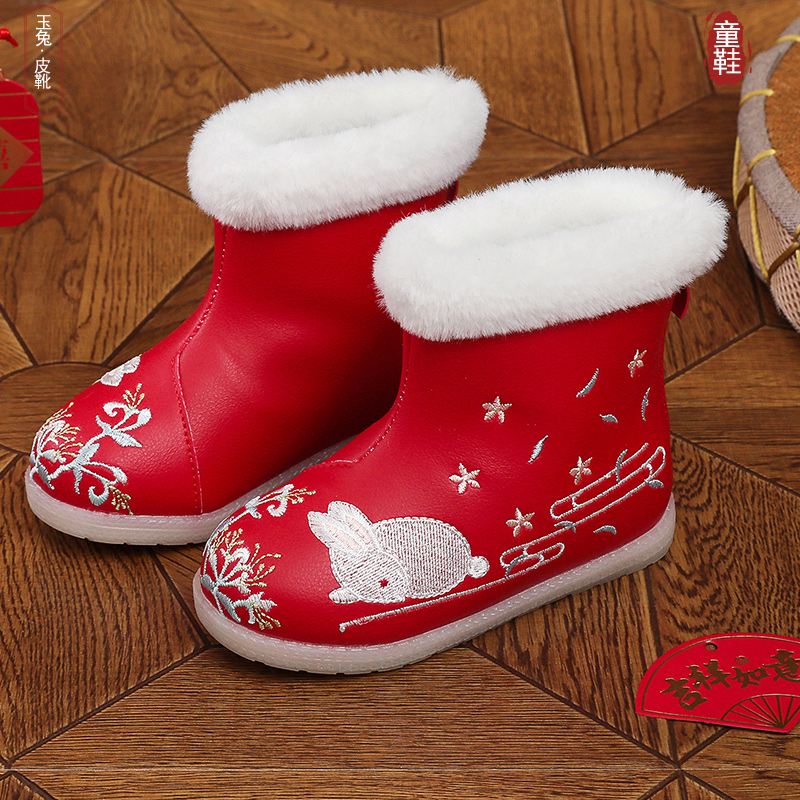 儿童棉靴皮靴汉服鞋子
