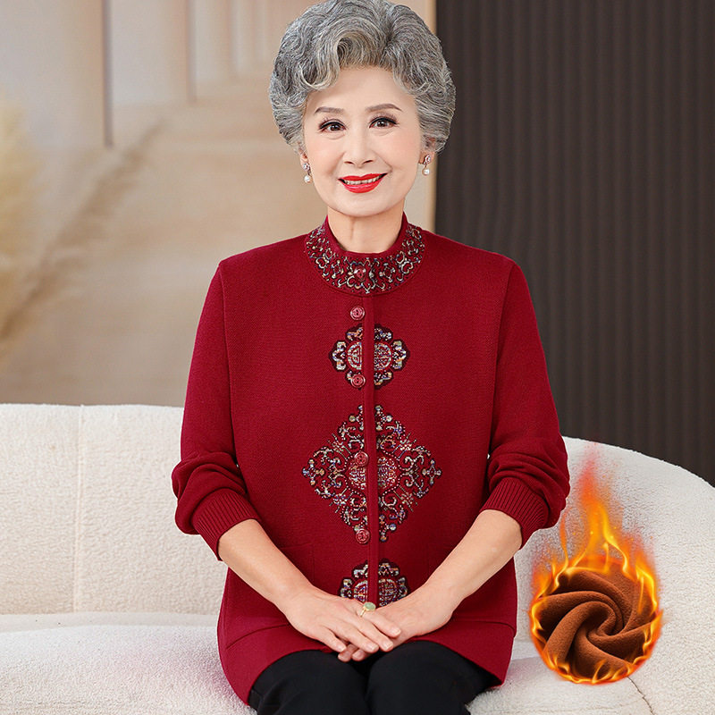 中老年人女秋冬装毛衣加