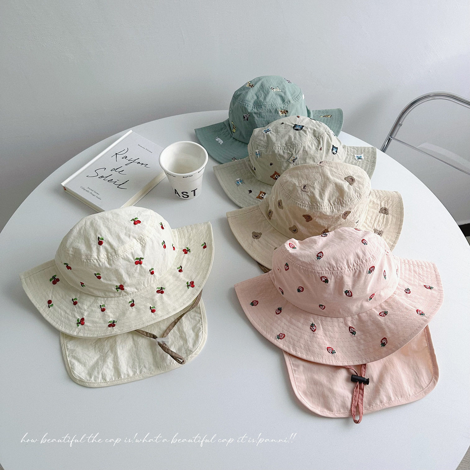 夏季速干薄款儿童遮阳帽子春秋出游男女宝宝大帽檐护脖防晒渔夫帽