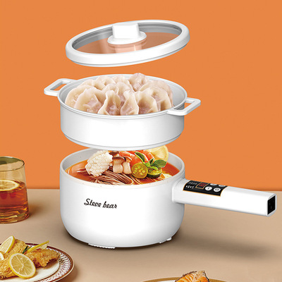 电煮锅学生宿舍煮面锅家用2L3L智能电热火锅多功能小电锅110V220V