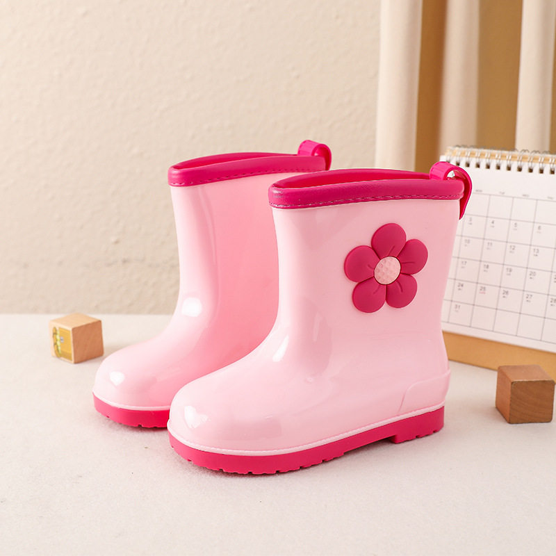 儿童雨鞋公主女童学生幼儿园宝宝防滑雨靴水鞋小孩女孩水靴花朵
