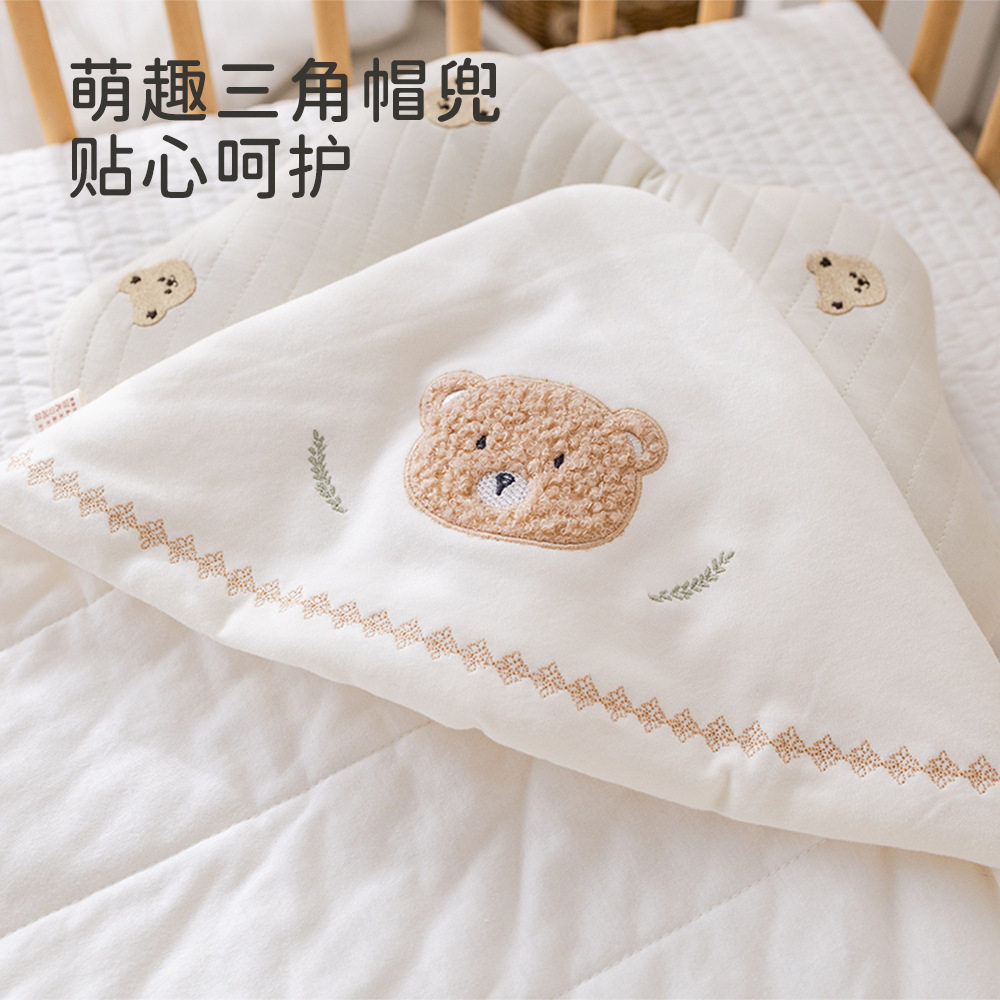 婴儿抱被a类新生儿带帽子