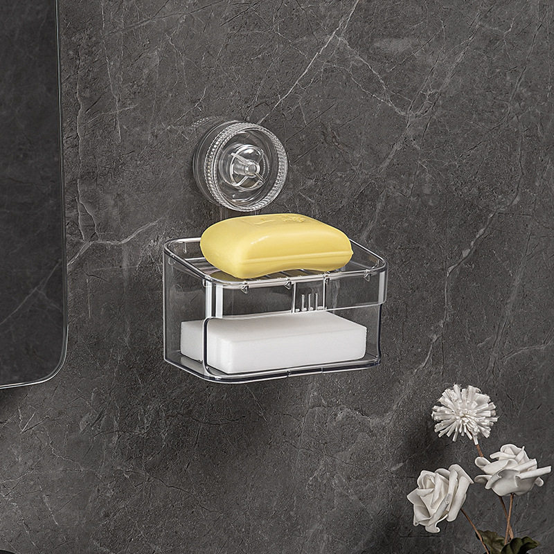 吸盘置物架家用浴室墙上免打孔无痕壁挂收纳盒卫生间洗漱台香皂盒