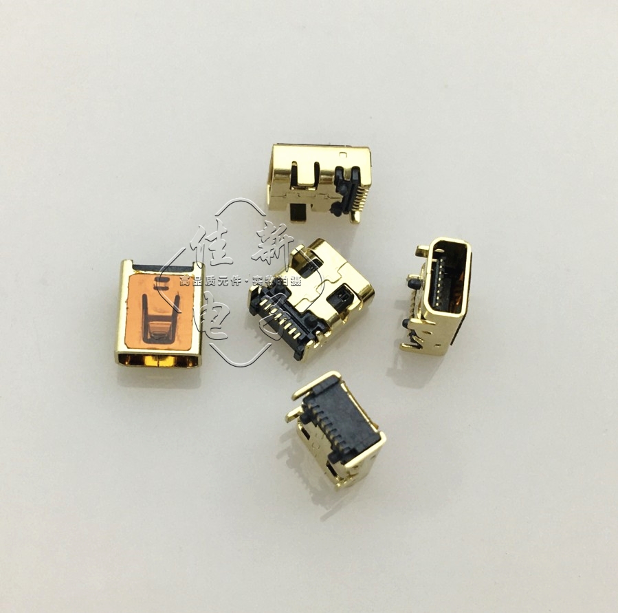 USB插座MINI 8PIN 迷你8P直插件 MP3/MP4平板电脑充电母座镀金