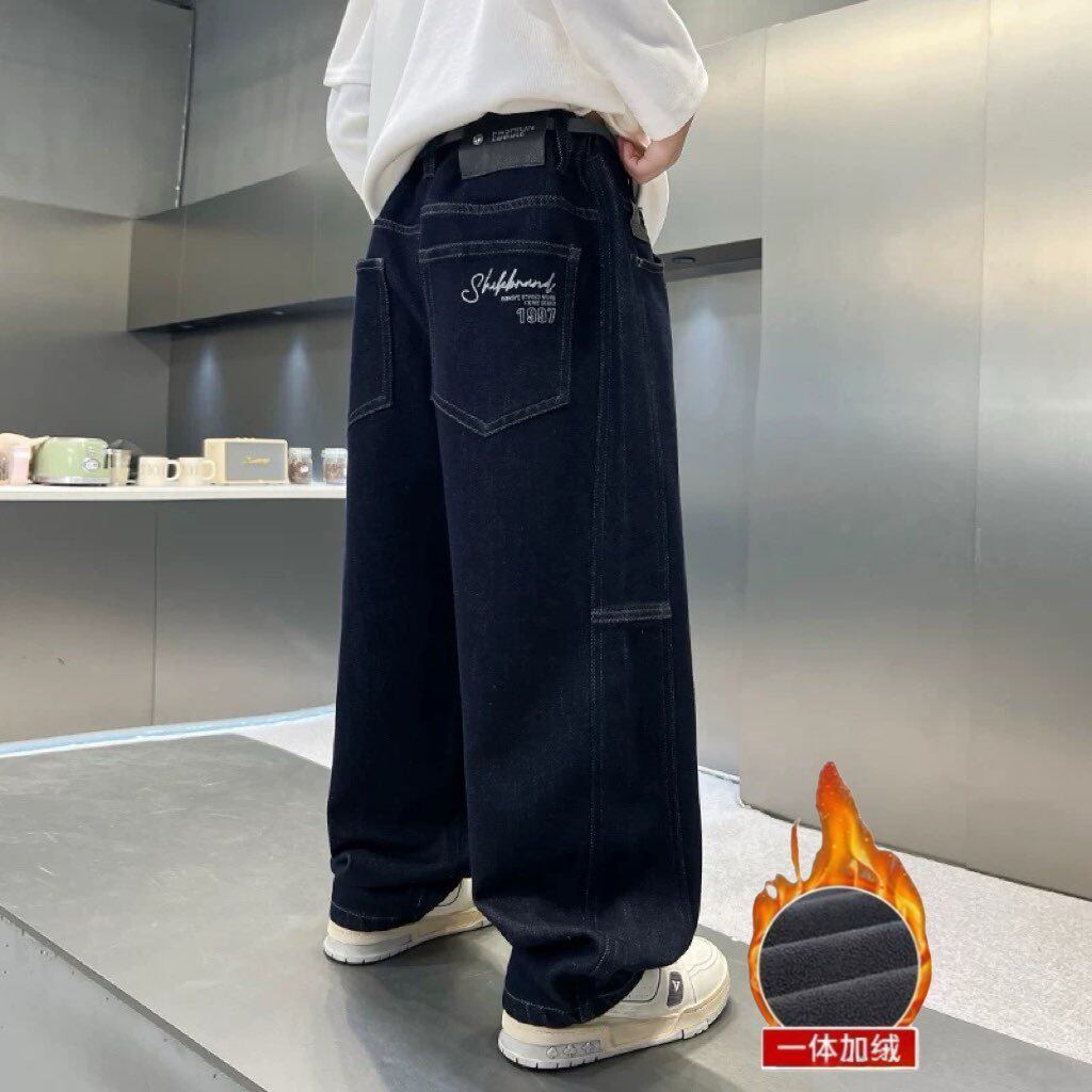 男童牛仔裤加绒秋冬季儿