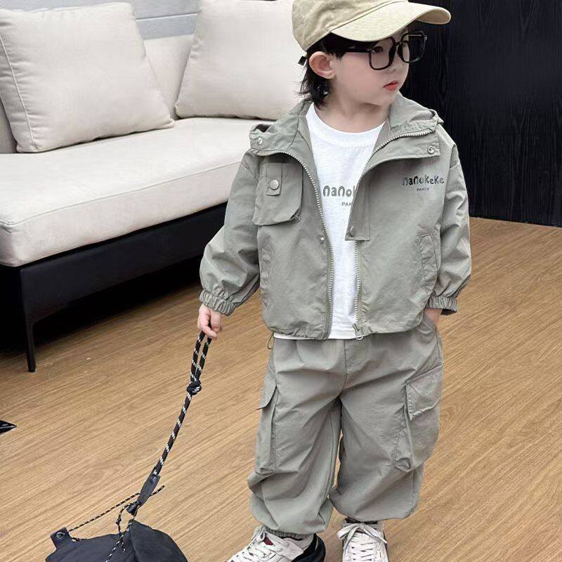 男童连帽风衣外套套装202