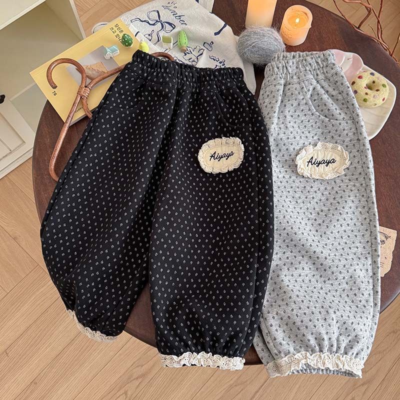 女童春秋裤子新款森系碎