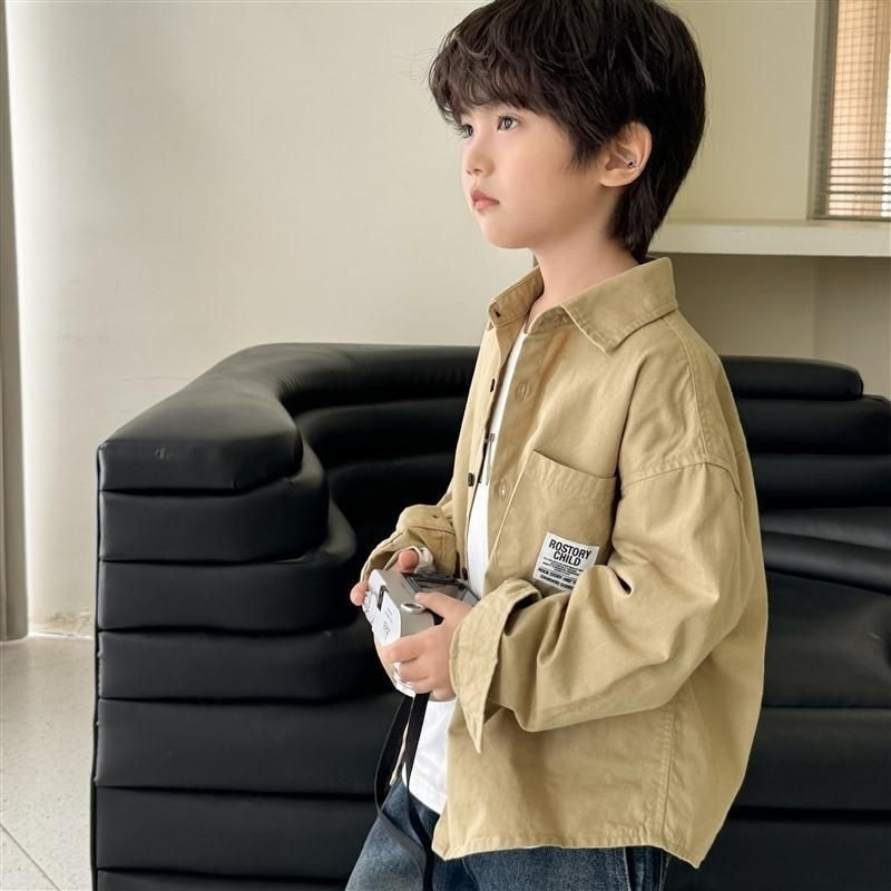 男童纯棉长袖衬衫韩版中