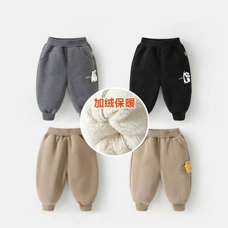 儿童加绒运动长裤子秋冬