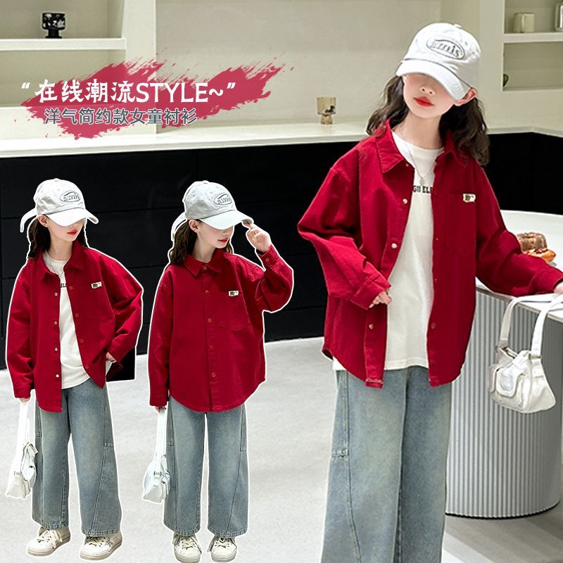 女童衬衫春秋款2025新款