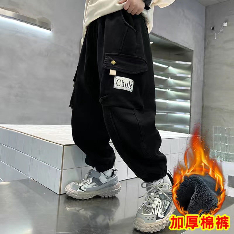 男童加绒裤子学生版冬季