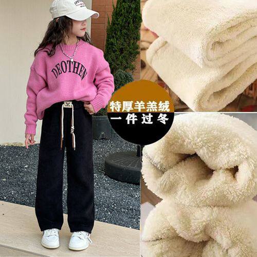 女童加绒加厚直筒裤中大