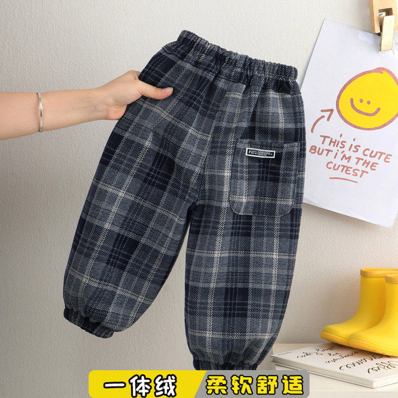 男童加绒格子裤秋冬季202