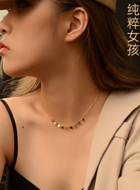 小众设计欧美圆片钛钢项链