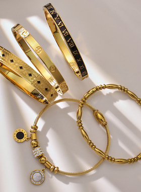 不锈钢罗马数字滴油十字卡扣手镯