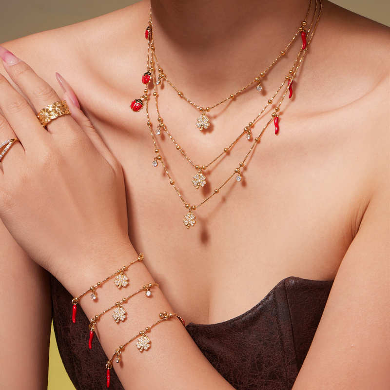 不锈钢5A锆石四叶草滴油瓢虫辣椒