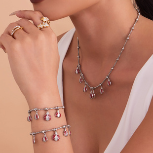 欧美滴油红色微镶锆七星瓢虫diy吊坠项链手链轻奢复古饰品套装女