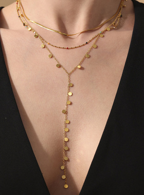 摩天轮简约亮片吊坠流苏长款Y形