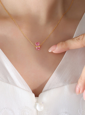 网红同款12色菱形水晶项链