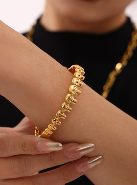 摩天轮夸张骷髅头卡扣手镯女黑暗