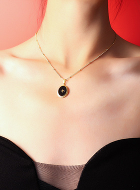 椭圆滴油芒星钛钢镀金锁骨链