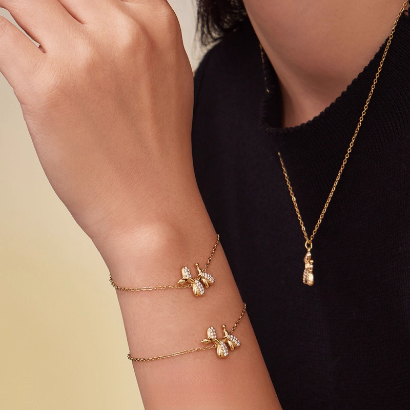 摩天轮不锈钢机器狗锆石项链镀18